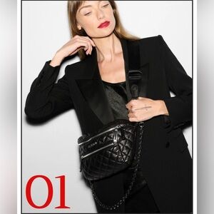 MZ Wallace Quilted Black Leather Small Crosby Sling
